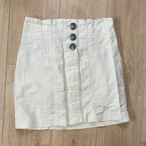 Free People Cream Buttoned Mini Skirt